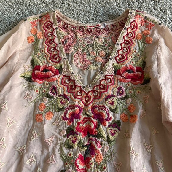 Johnny Was Womens Large Cristabella Floral Embroidered V-Neck Long Sleeve Tunic - Picture 4 of 14